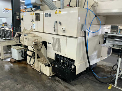 2001 Muratec MT12 Dubbelkops CNC draaibank met Samsys multi 5-65 aanvoer