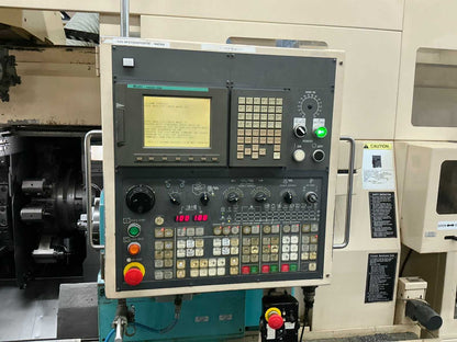 2001 Muratec MT12 Dubbelkops CNC draaibank met Samsys multi 5-65 aanvoer