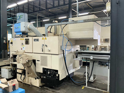 2001 Muratec MT12 Dubbelkops CNC draaibank met Samsys multi 5-65 aanvoer