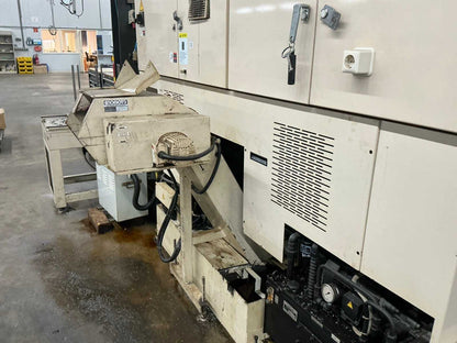 2001 Muratec MT12 Dubbelkops CNC draaibank met Samsys multi 5-65 aanvoer