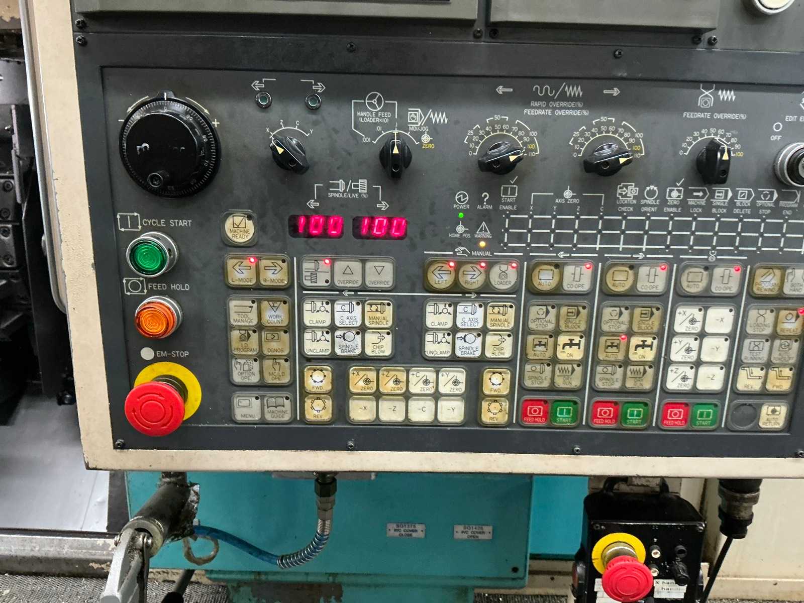 2001 Muratec MT12 Dubbelkops CNC draaibank met Samsys multi 5-65 aanvoer